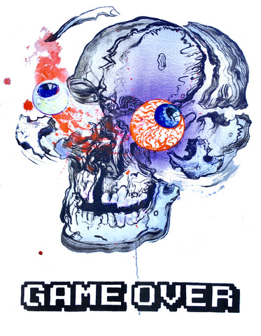 "Game Over" Knucklehead Skull by Robbie Conal, 2019